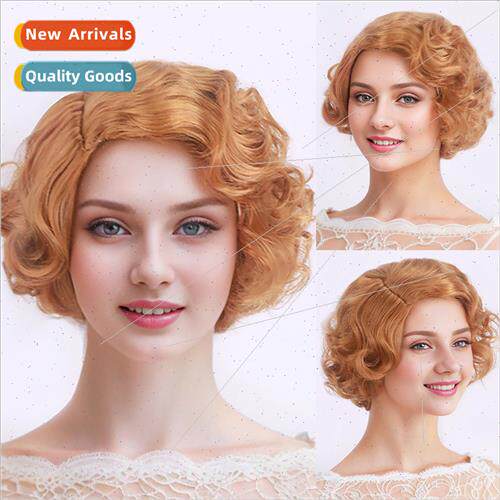 Europe mechanism water ripple head covering real hair short