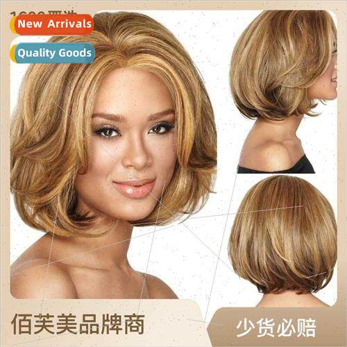 Wig female Europe fashion short blonde fluffy short curly ha