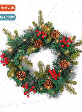 Christmas wreath wh red berries pine cones simulation plant