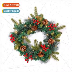 Christmas wreath wh red berries pine cones simulation plant