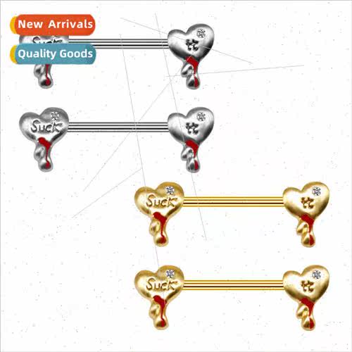 Europe stainless steel English letters nipple ring breast ba