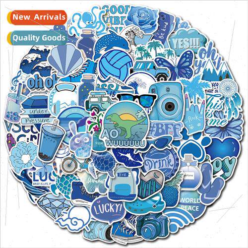100 blue mix and match stickers small fresh lerary graffi st