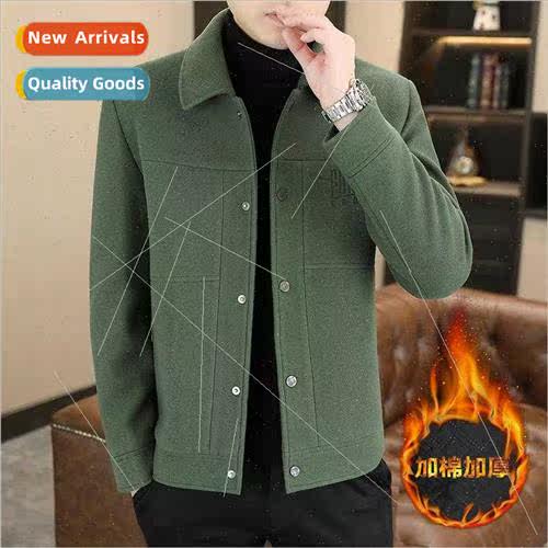 Tweed jacket men 2023 fall winter new cotton thick lapel coa