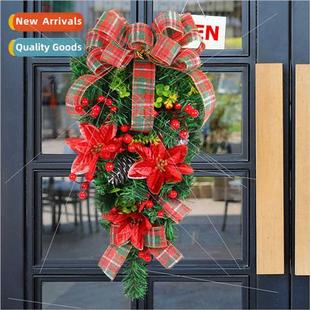 Tree 2023 Classic Christmas Green Inverted Red Lattic Flower