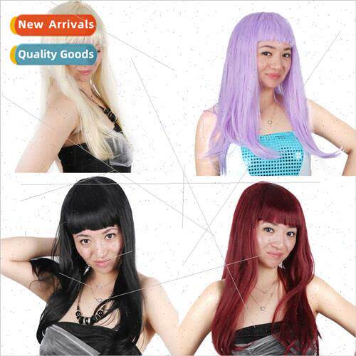 Qi bangs multicolor long wig wig 适用holidays wig wigs Europ
