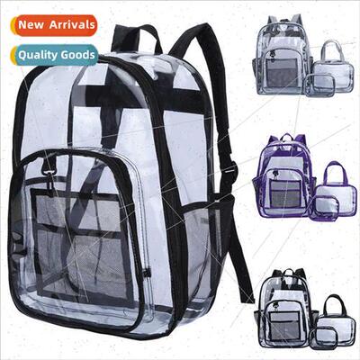 new three-piece set transparent shoulders backpack simple la