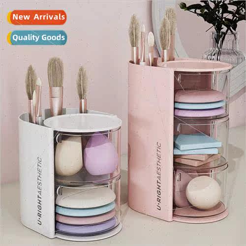 Powder puff organizer desktop transparent acrylic rotating d