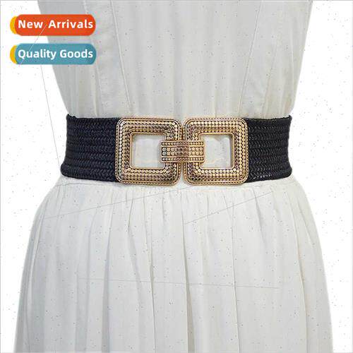 Women belt elastic elastic waist corset retro decorative squ