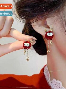 2024 cartoon dragon fashion new red ear fixed ring hundred a