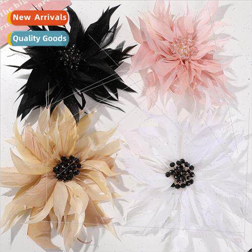 Corsage headdress super fairy crystal feather large flowers
