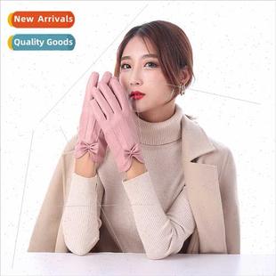 Autumn winter women pu leather gloves touch screen padded wa