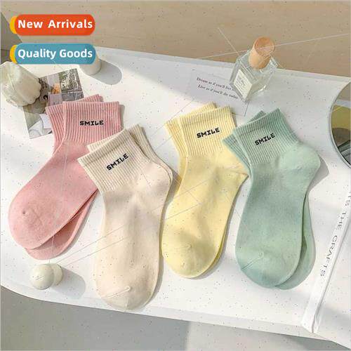 SMILE thin short socks solid color women socks wh whe shoes