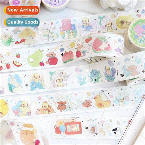 Hot silver washi tape Creamy repair dog Cute animal collage