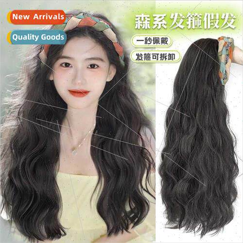 Wig female  color braided rhinestone hair band long hair one