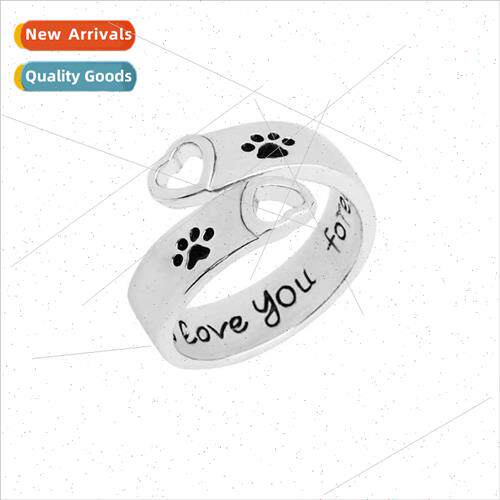 Pet JewelryI will love you ever love dog paw hollow open rin