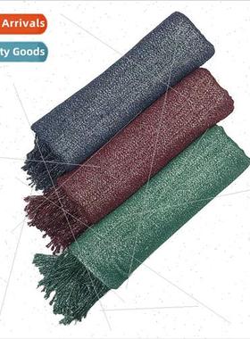 human cotton shiny silver silk solid colour tassels ladies s