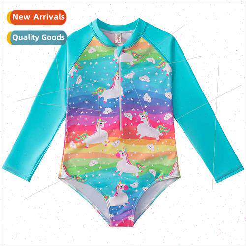 Europe childrens swimsus girls baby one-piece swimsu unicorn