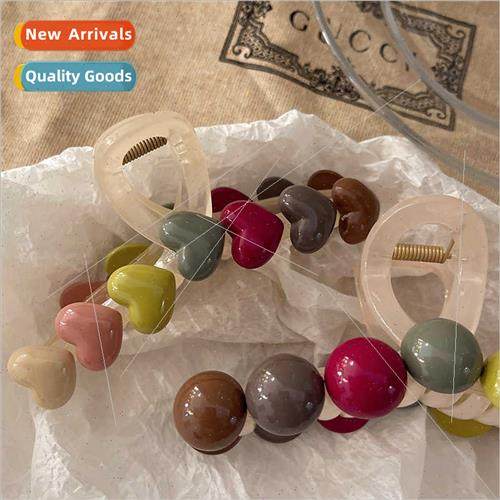 rainbow candy hair clips female back head half tie hair grab