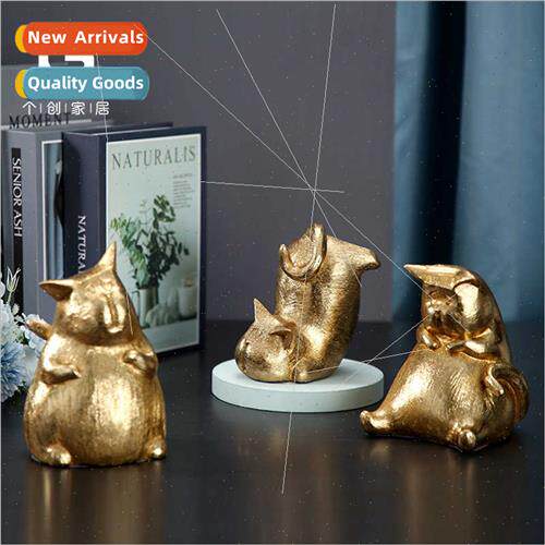 Scandinavian gold color cute resin kten home desktop animal