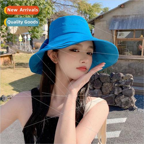 2023 Korean  new spring fall hat female wild bow striped lar