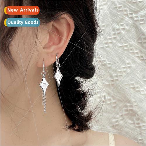 Earrings Korea long quadruple star zirconia tassel earrings