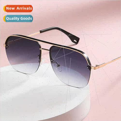 359 double beam half frame cut edge sunglasses fashion men w