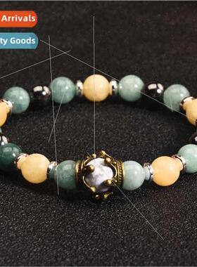 2023 New Charms Men Bracelet Green Cloud Topaz Alloy Crown H