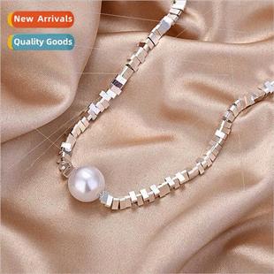 Geometric Irregular Chain Necklace Women Broken lver Pearls