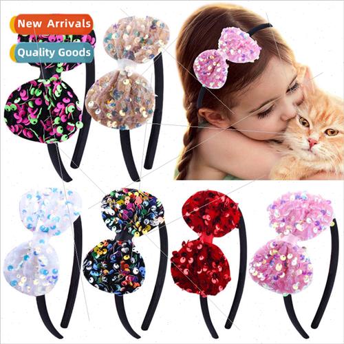 Headband Europe summer colorful sequins head button bow hair