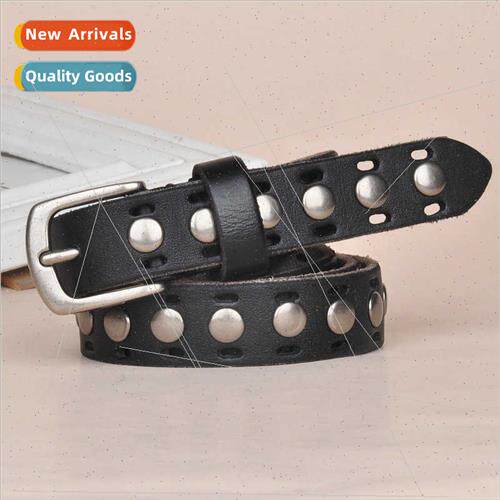 Women leather belt rivets hip-hop punk decorative belt set c