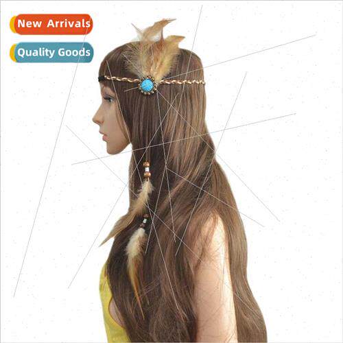 Ethnic hair accessories Bohemian feather braided hair band