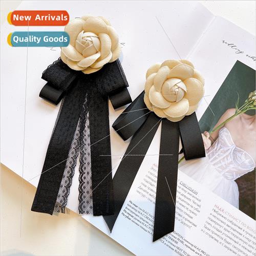 Camellia Bow Tie Lace Long Flutter mple Career Lapel Flower