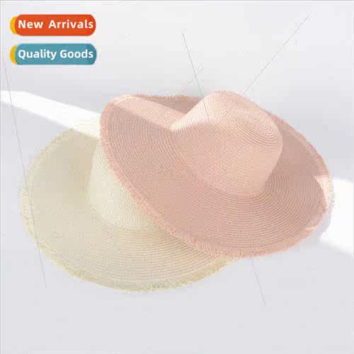 Summer ladies large brim tasseled edge foldable sunscreen se