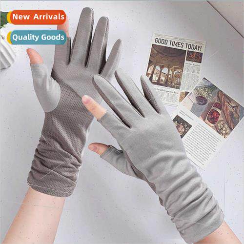 Sunscreen gloves women medium-length summer thin riding outd