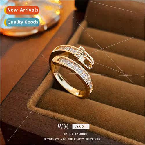 Plated zirconia belt buckle open ring mple hundred niche ind