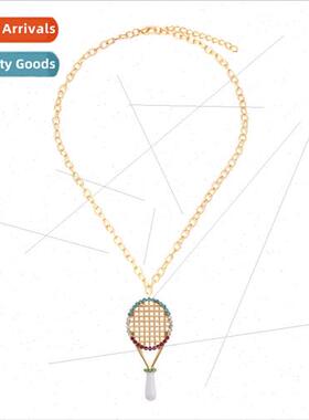 mple personaly niche diamond tennis racket pendant necklace