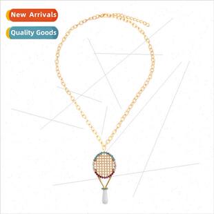 mple personaly niche diamond tennis racket pendant necklace