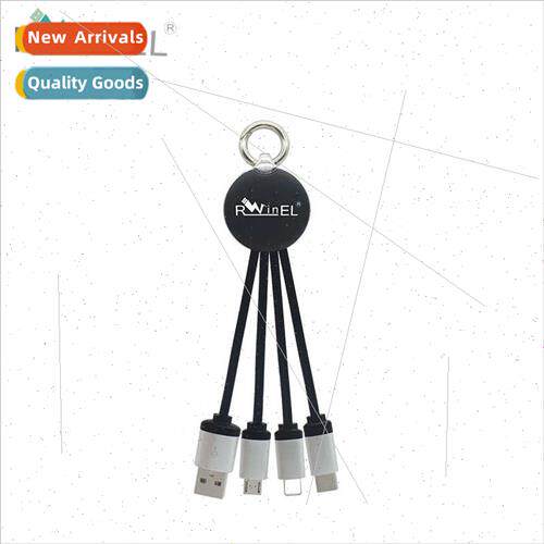 Creative keychain LOGO one tow three light-emting data cable