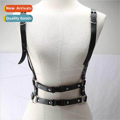 Gothic punk straps PU leather corset belt chest strap sling