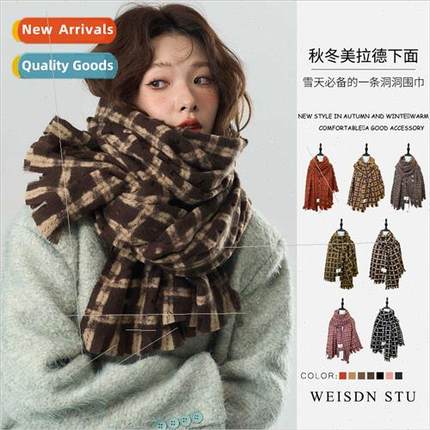 New students winter thickened atmosphere retro plaid imation