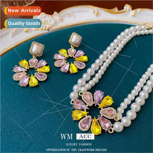 lver needle inlaid diamond water drop flower square pearl ea