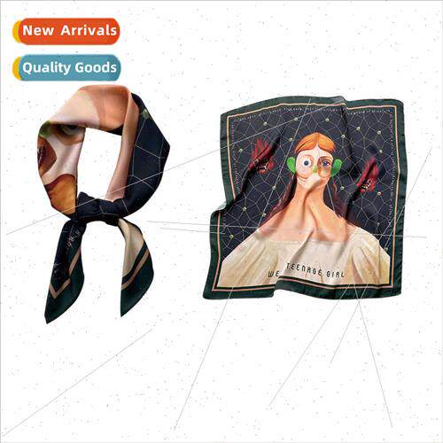 lk scarf female cartoon portra simulation silk square scarf