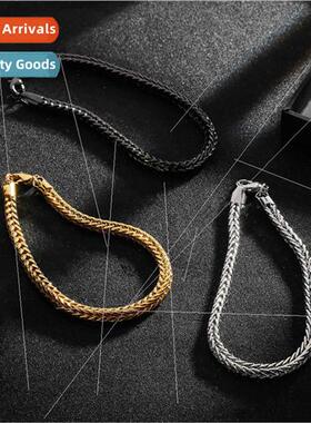 Men Hip Hop Bracelet  4.0 Square Foxtail Chain Bracelet Brac