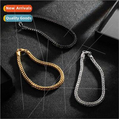 Men Hip Hop Bracelet  4.0 Square Foxtail Chain Bracelet Brac