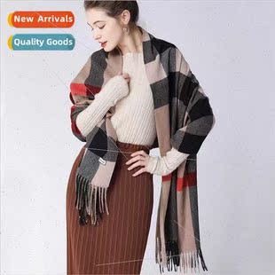 plaid scarf warm new stud fashion large cashmere Winter faux