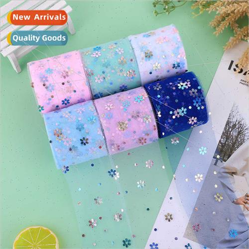 6/ 8/10 cm 25 yards colorful small plum flower hot gold mesh