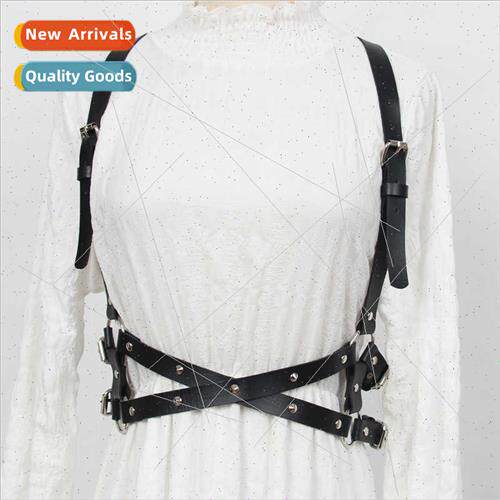 dark system cross back strap leather belt women versatile gi