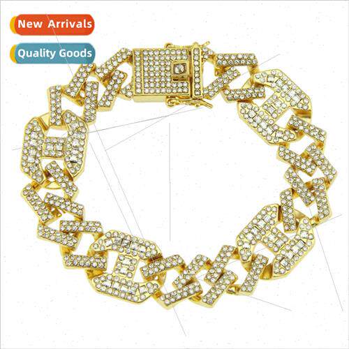 Day word buckle diamond diamond Cuban bracelet men hip-hop n