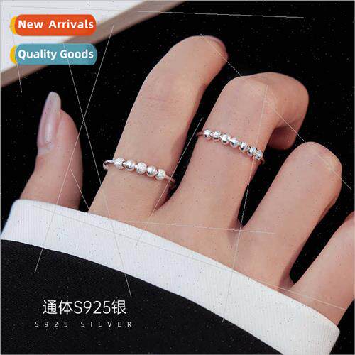 S925 lver Vegan Circle Bead Turning Ring Women che Open Fing