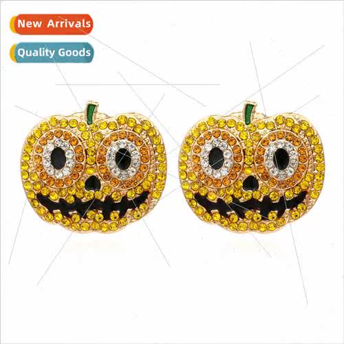 New creative alloy wh diamond oil drop pumpkin earrings retr